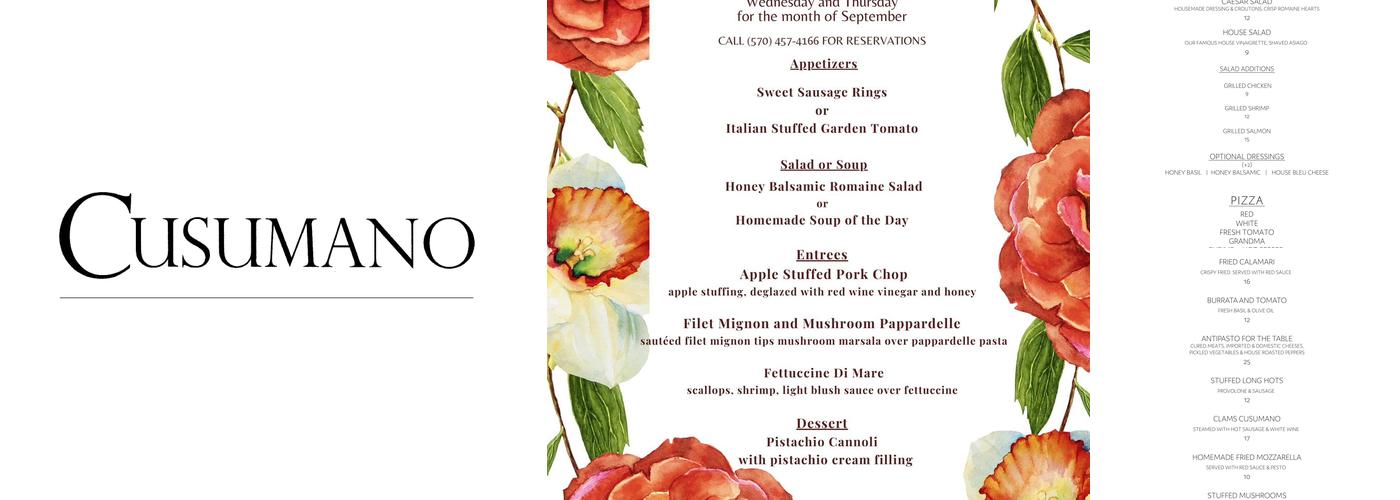 Cusumano Menu