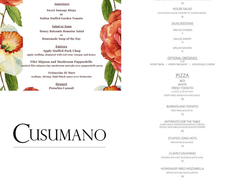 Cusumano Menu