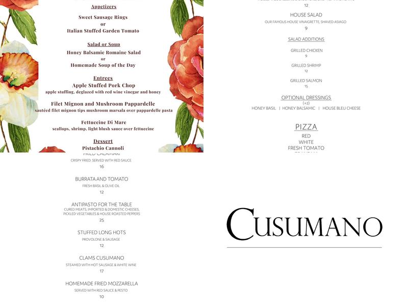 Cusumano Menu