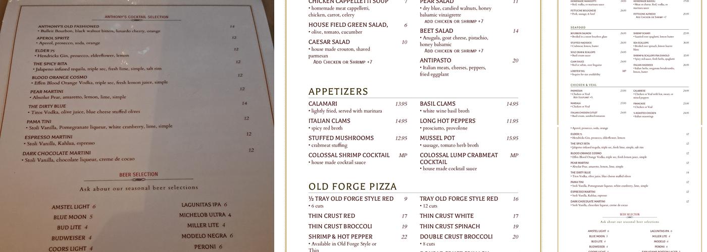 Anthony's Menu