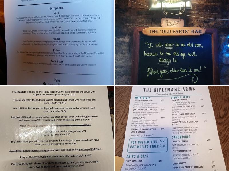 The Riflemans Arms Menu