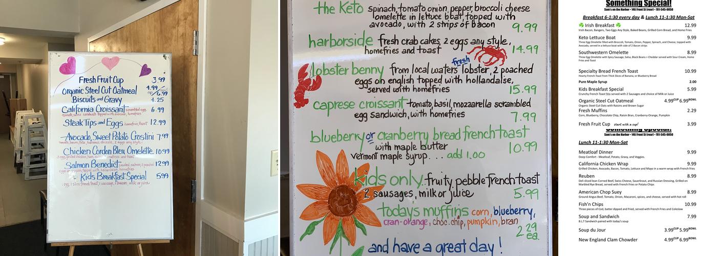 Sam's On the Harbor Menu
