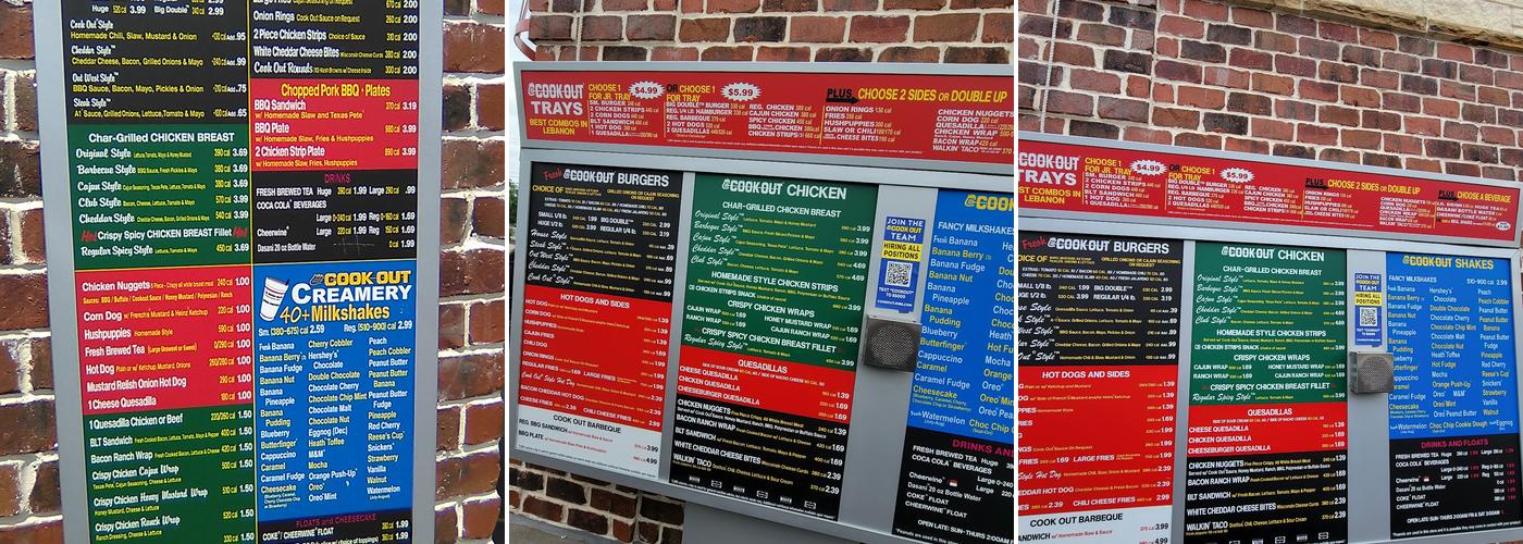 Cook Out Menu