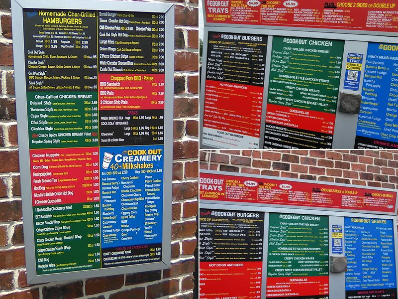 Cook Out Menu
