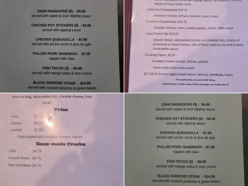 Griff's Ale Haus & Grille Menu