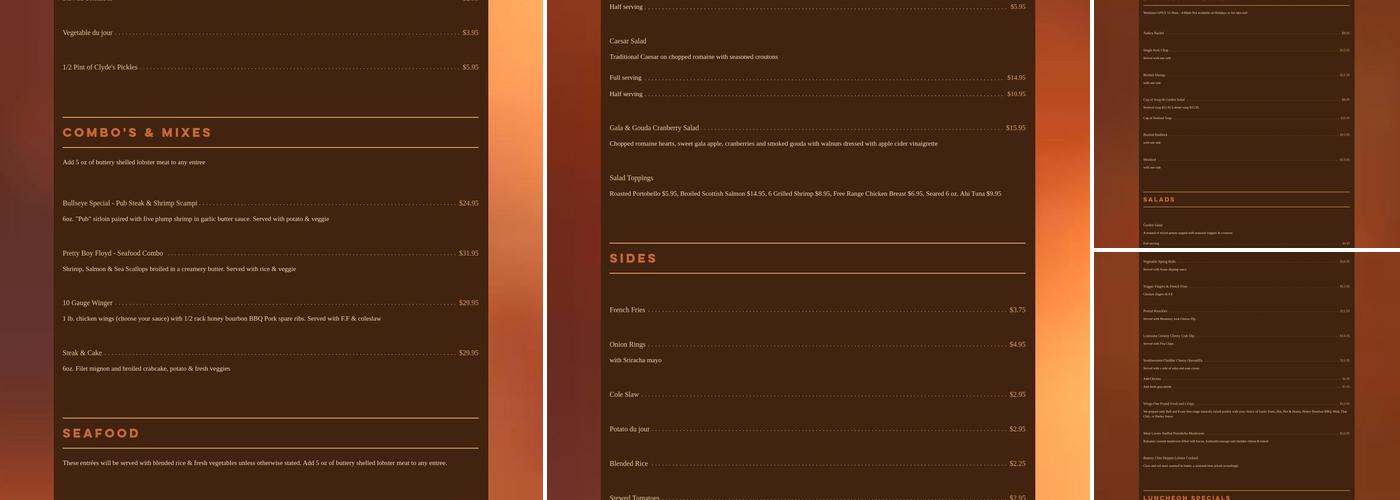 Bonnie & Clyde Pub and Grill Menu