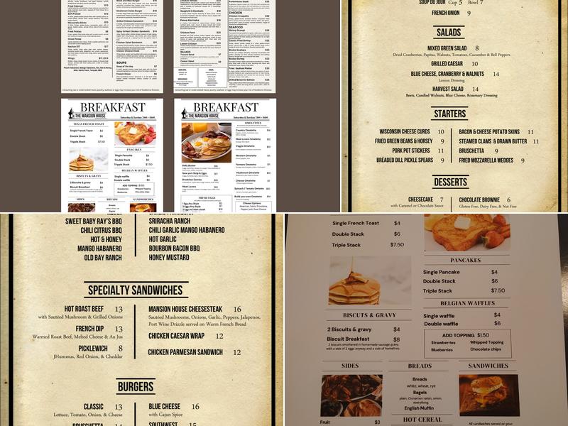 The Mansion House Menu