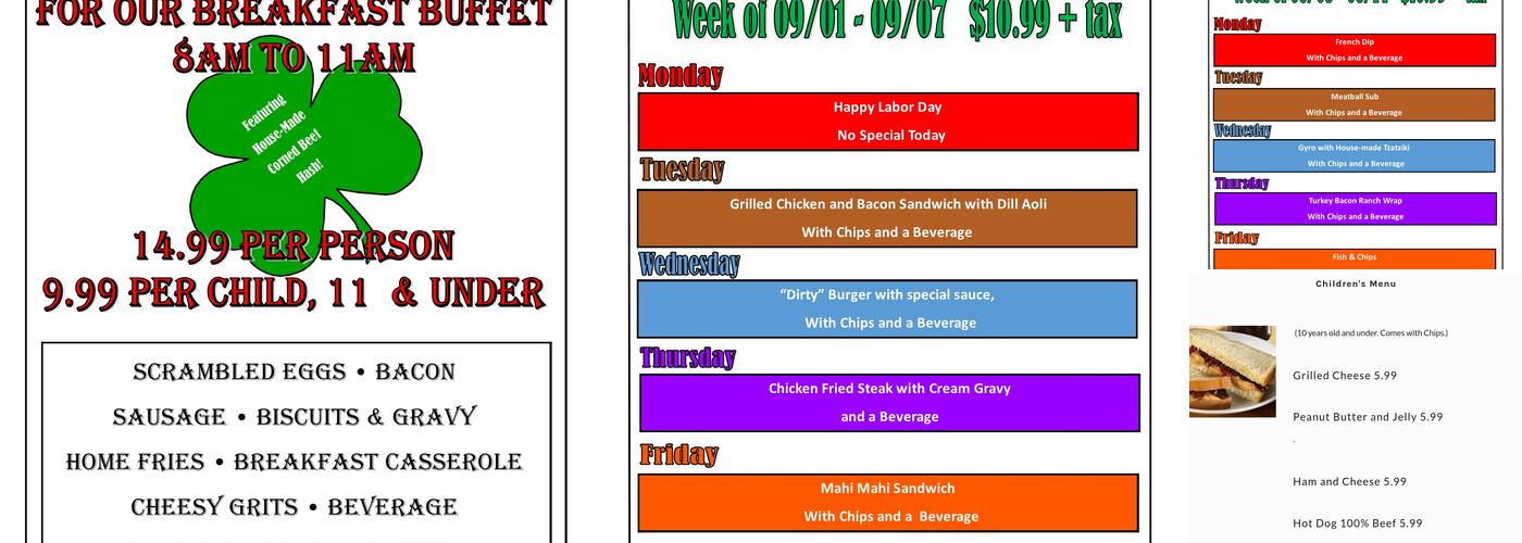 Freds Backside Deli Menu