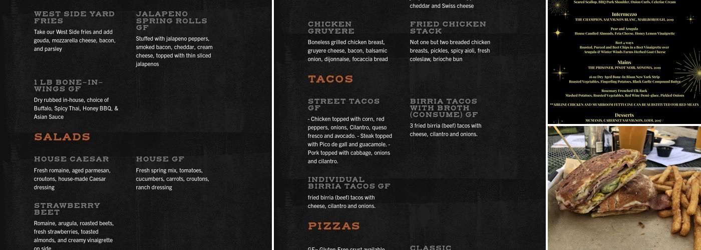West Side Yard Menu