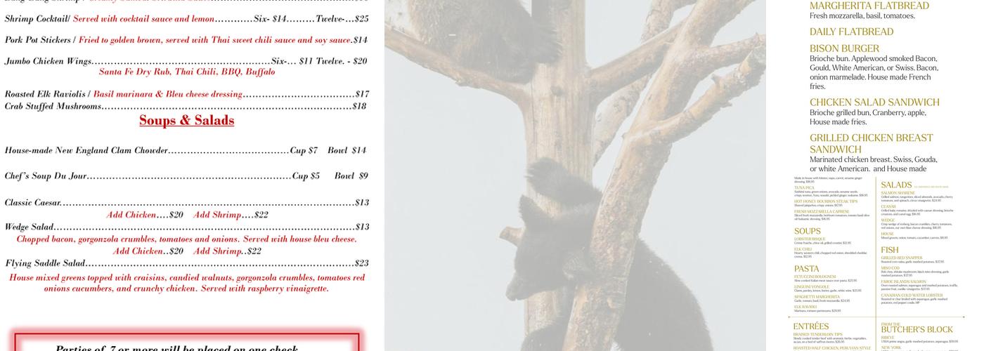 Flying Saddle Resort Menu