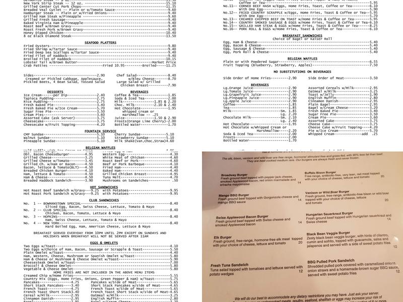 Bowmanstown Diner Menu