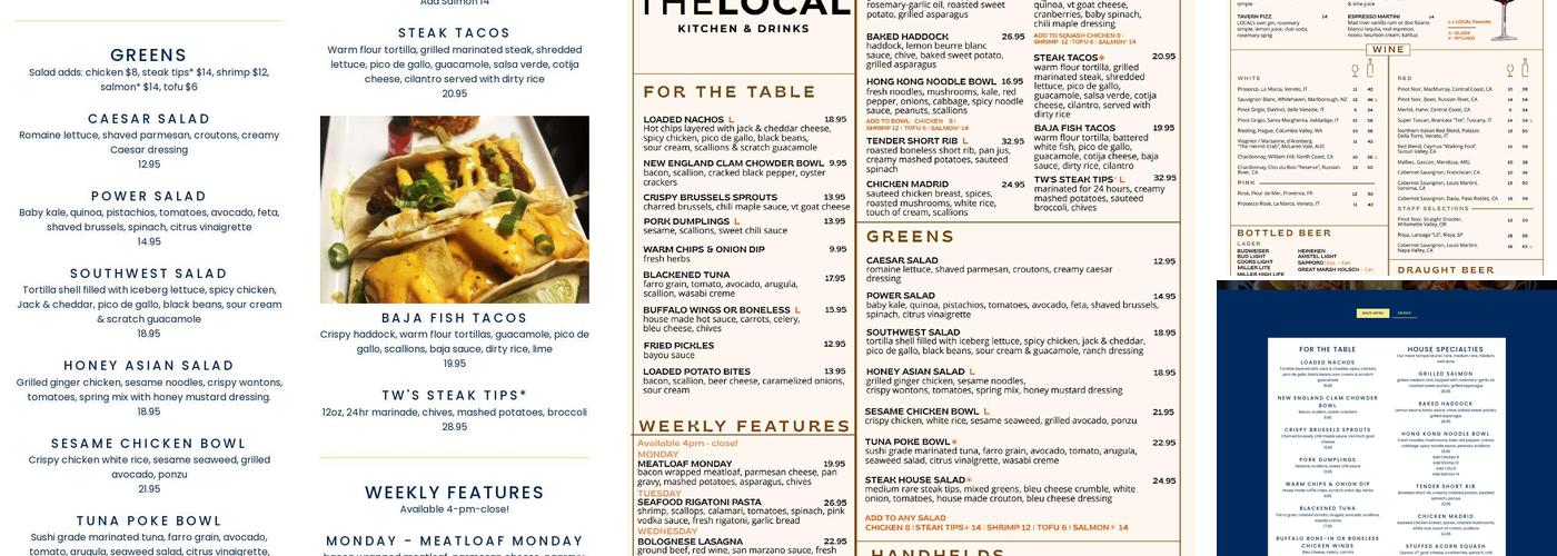 The Local Kitchen & Drinks Menu