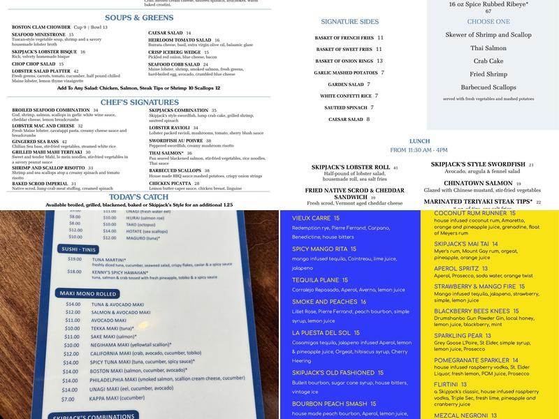 Skipjack's Menu