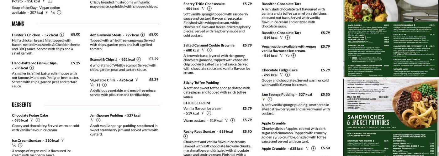 Cock of Tupsley Menu