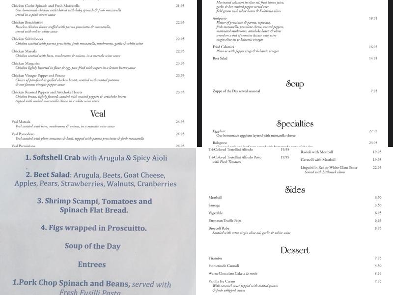 Cafe Rossetti's Menu