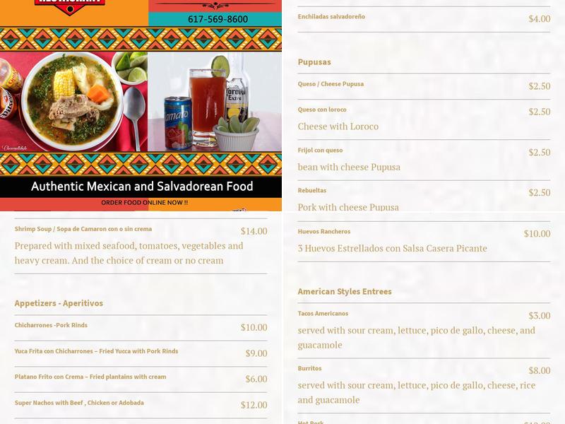 El Palmar Restaurant Menu