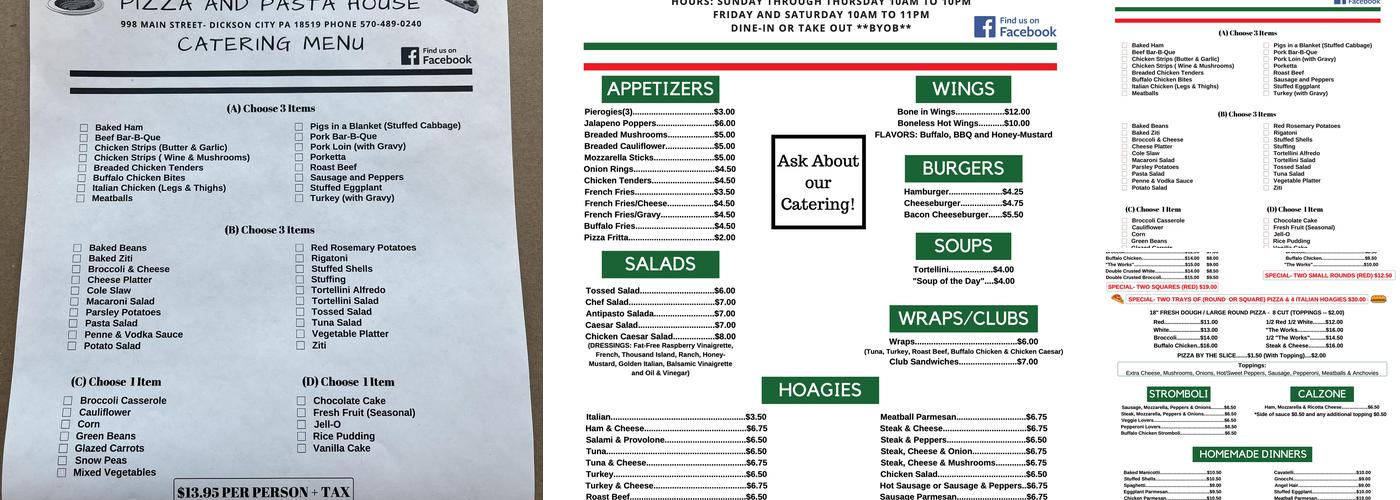 Roseanna's Pizza & Pasta House Menu