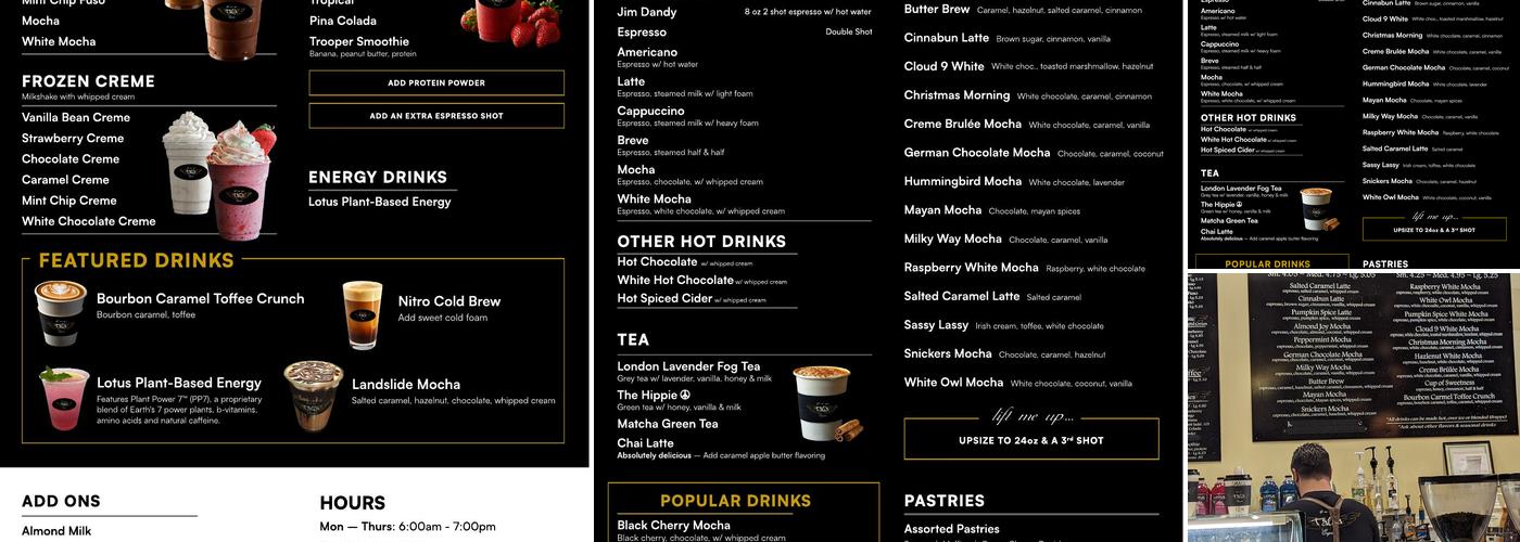 Talia Espresso Menu