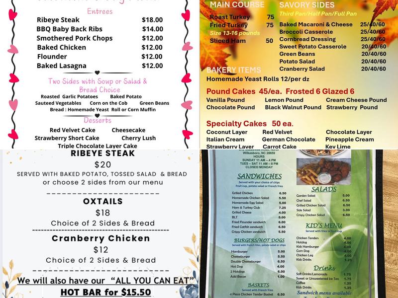 Deans Southern Bistro Menu