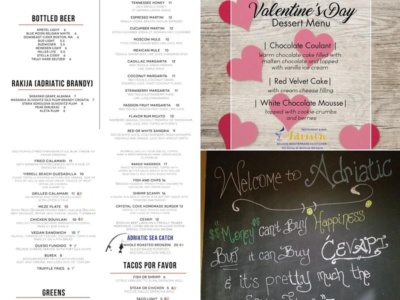 Adriatic Restaurant & Bar Menu