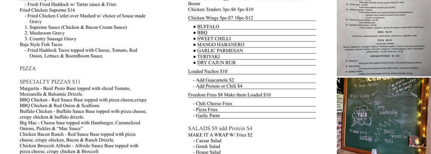 The Cellar Tavern Menu