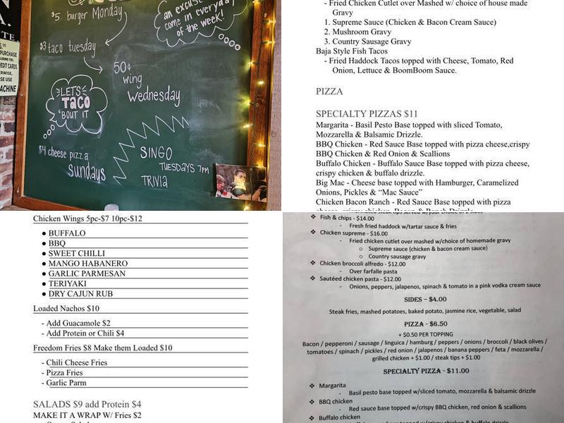 The Cellar Tavern Menu