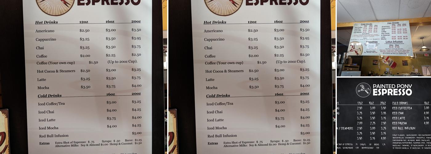 Painted Pony Expresso Menu