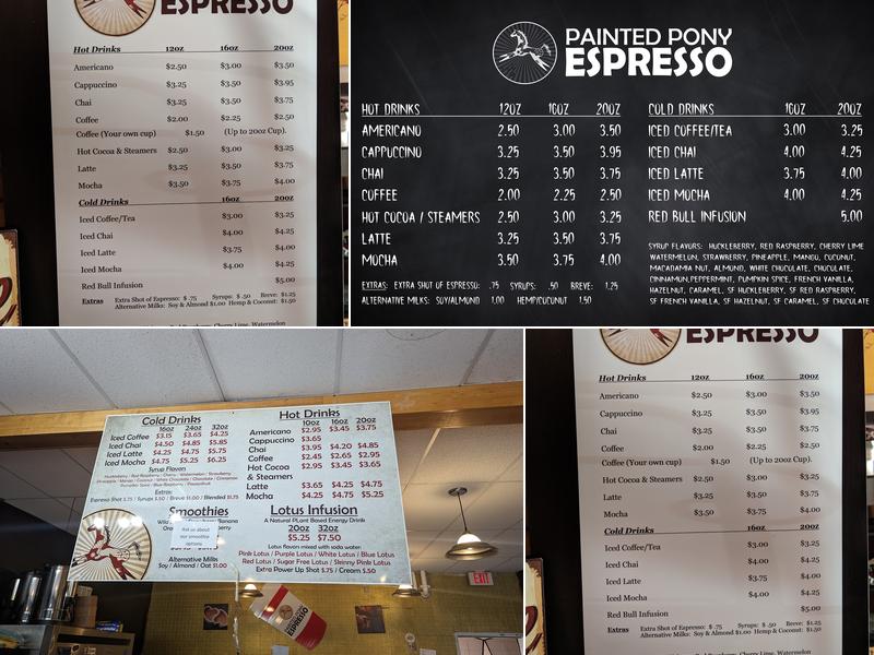 Painted Pony Expresso Menu