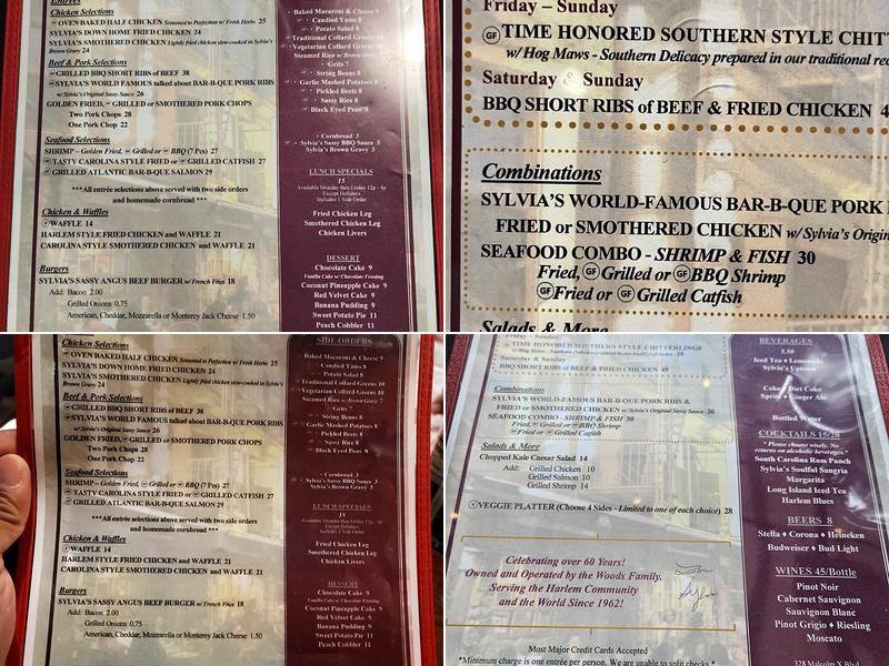 Sylvia's Restaurant Menu
