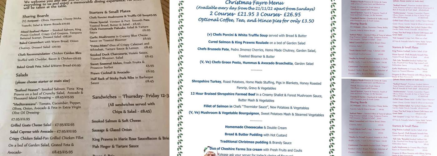 Dorrington's Horseshoes Menu