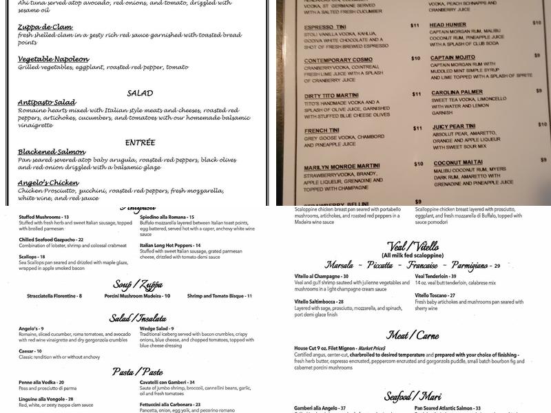 Angelo's Italian Ristorante Menu