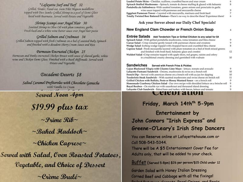 Lafayette House Menu