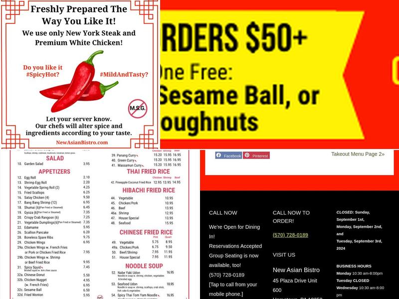 New Asian Bistro Menu