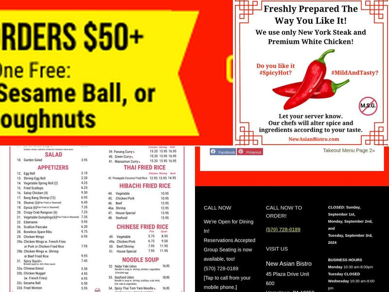 New Asian Bistro Menu