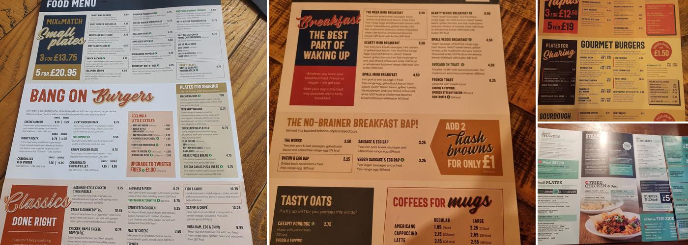 The Hole In The Wall Menu