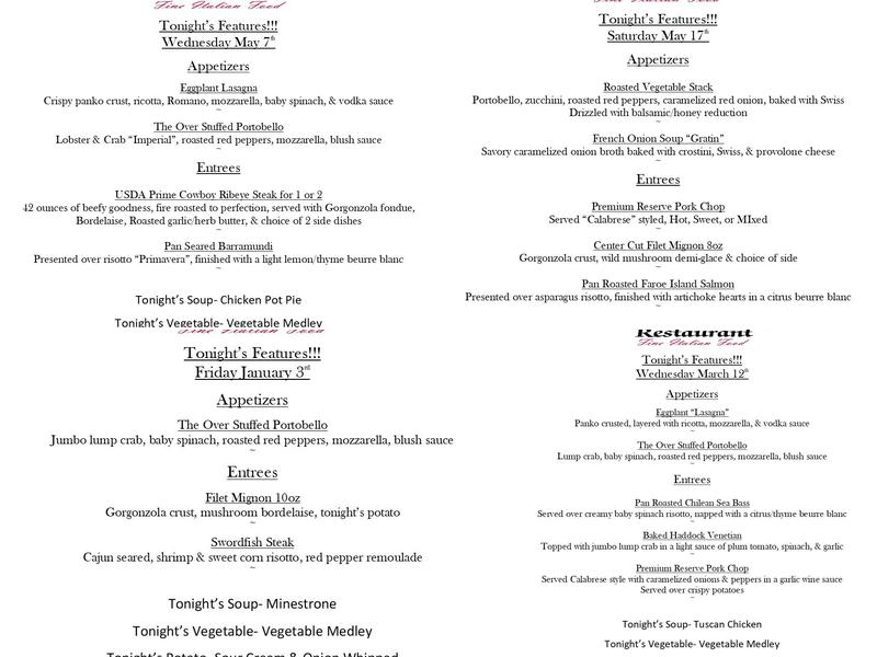Valenti's Menu