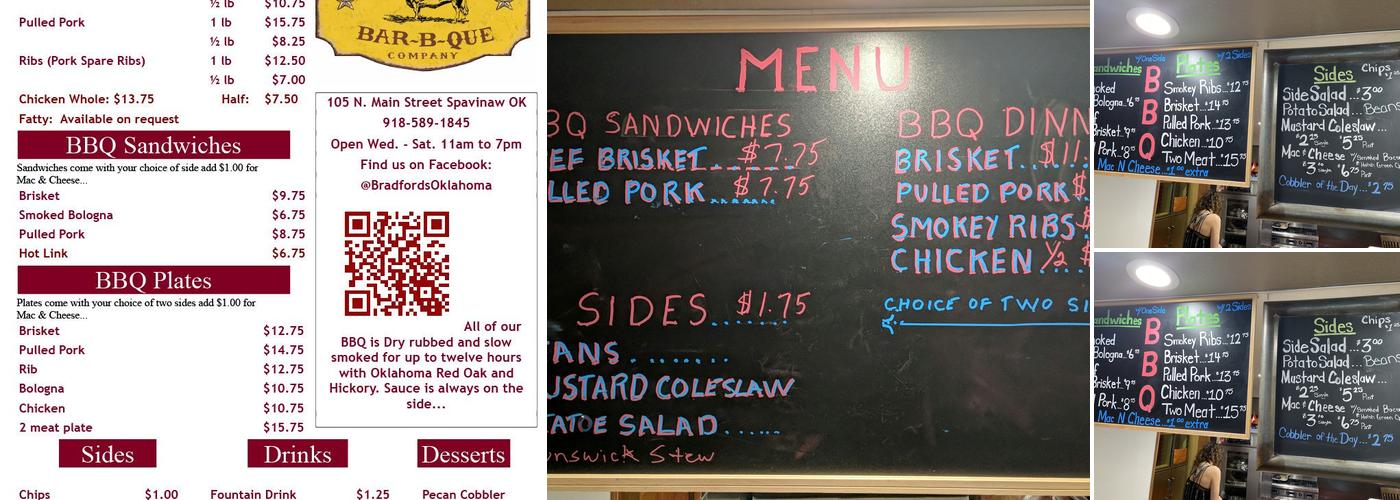 Bradford's Bar-B-Que Menu