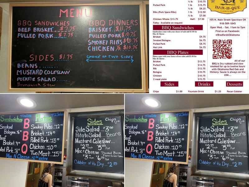 Bradford's Bar-B-Que Menu