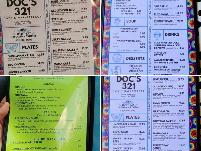 Docs 321 Cafe & Marketplace Menu