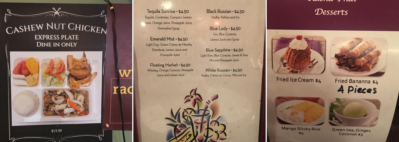Racha Thai Menu