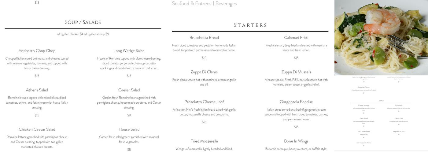 Nini's Menu