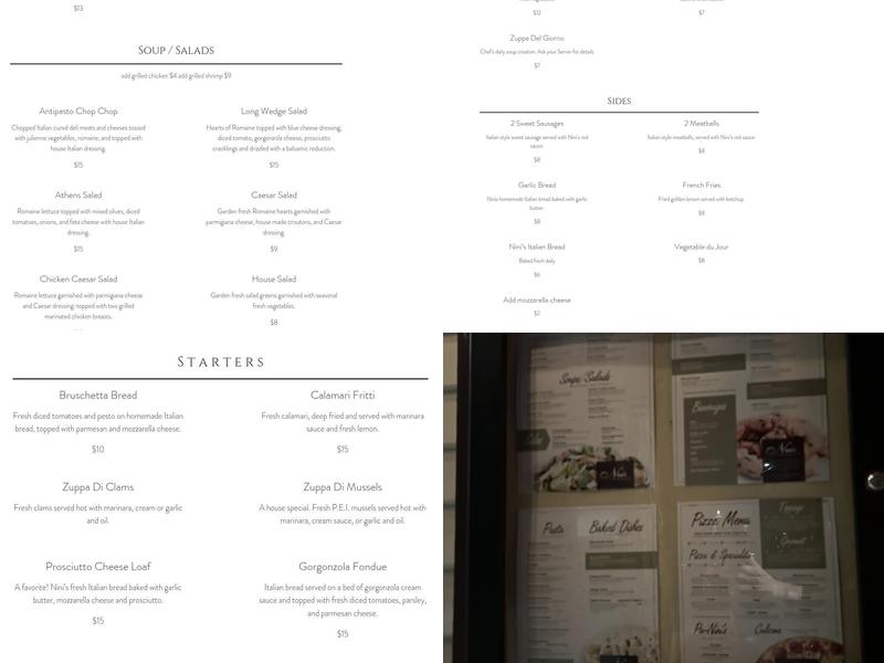 Nini's Menu
