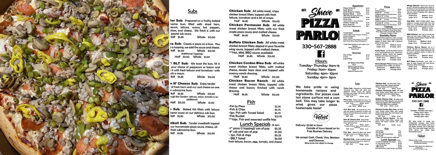 Pizza Parlor Menu