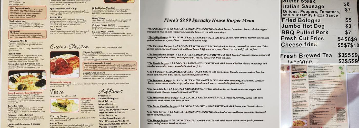 Fiore's Menu
