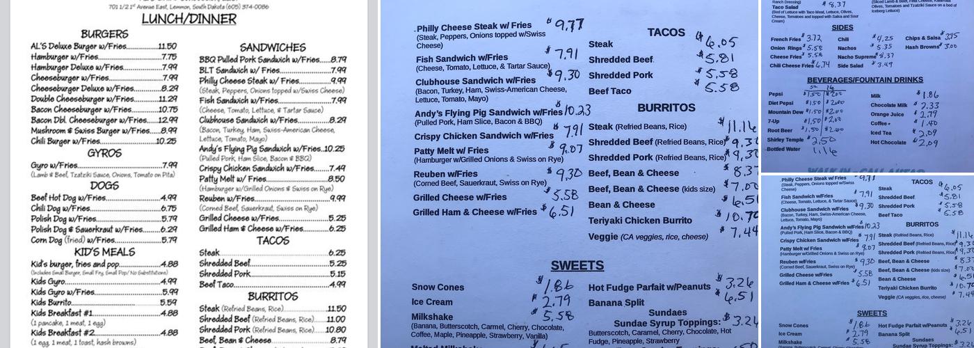 Al’s grill and concession Menu