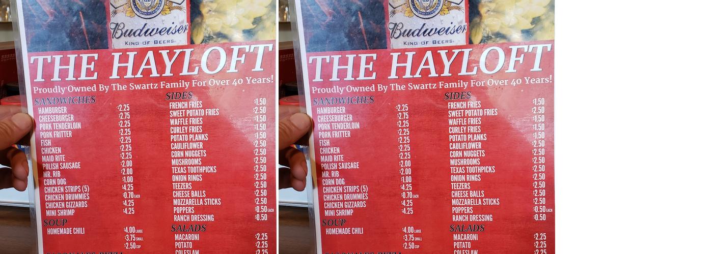 Hayloft Menu