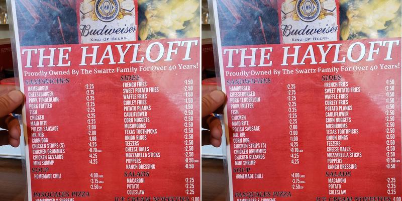 Hayloft Menu