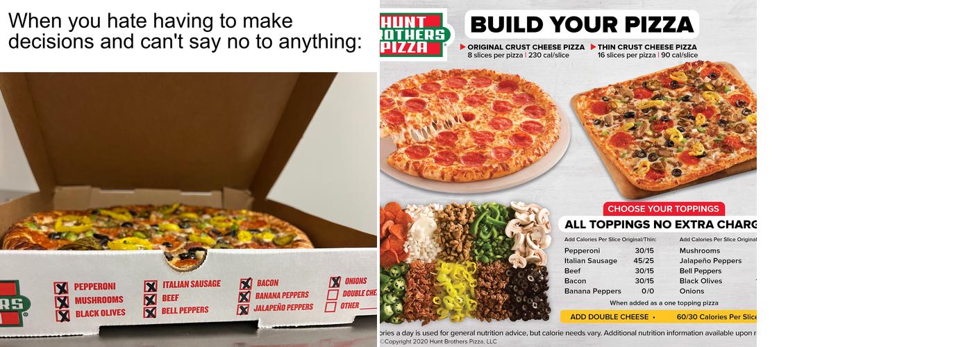 Hunt Brothers Pizza Menu