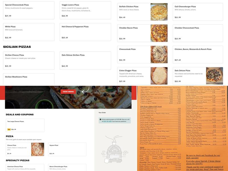 Dals Pizza Menu