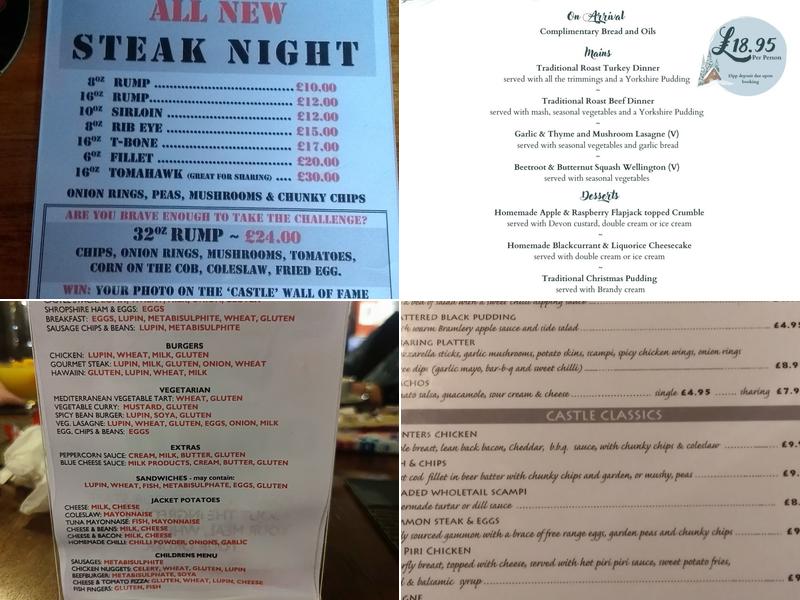 The Castle Hotel Menu